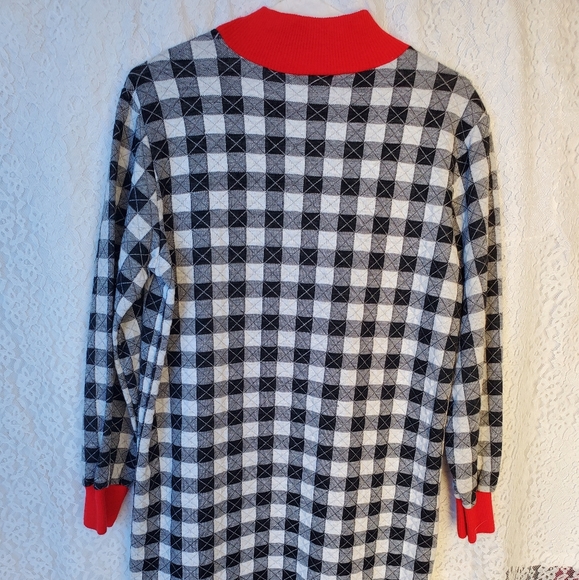Undercover Wear shirt style long sleeve black and white checker warm sleepwear - Picture 4 of 6